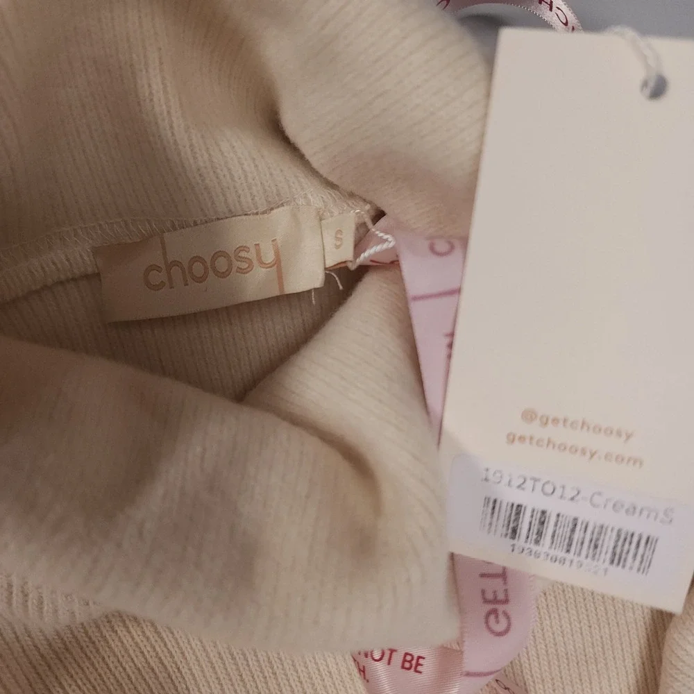 NEW‎ Choosy Sweater Dress Women Small Cream Turtleneck Balloon Sleeve Minimalist